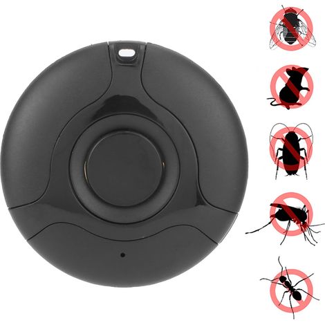 Anti-moustiques à ultrasons, répulsif anti-insectes, rechargeable par USB, pour l'extérieur, noir (1/5)
