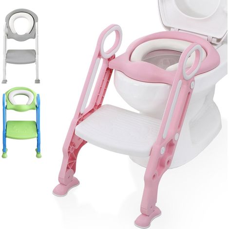 [JAMAIS UTILISE] LifeGoods Réducteur de toilettes LifeGoods - Pot pour enfant - 2 à 7 ans - Rose/Blanc
