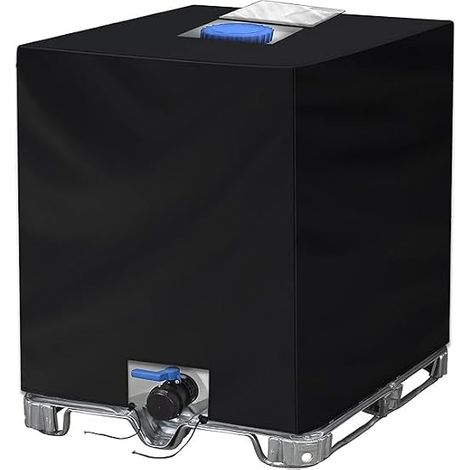 Bache pour Cuve 1000 L IBC Anti-UV Bâche Réservoir d'eau IBC 1000 L Couverture Container Citerne Eau Pluie 420DCoupe-Vent 120 100 116cm Noir