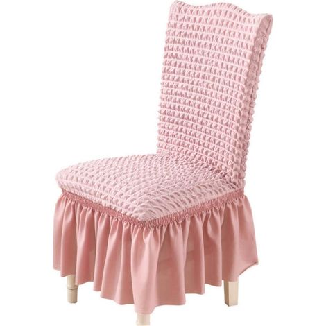 Fundas elásticas para sillas de comedor de 4 piezas, color caqui claro, fundas para sillas de comedor, protectores de muebles con faldón (rosa, 2 piezas) (1/5)