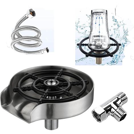 Rince Verre Evier, Acier Inoxydable Lave Verre Automatique, Lave Verre Evier, Accessoires D'éVier de Cuisine, D'éVier Rince-Verre pour L'Usage de Café de Barre de Maison (Blanc)