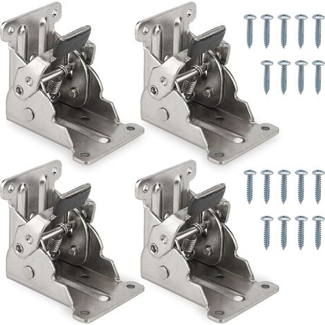 Pied de table pliable Charnière 90° - Lot de 4 Charnières Autobloquantes 53x53x50mm, Ferrures de Table Pliable à Verrouillage, Capacité de Charge 50kg