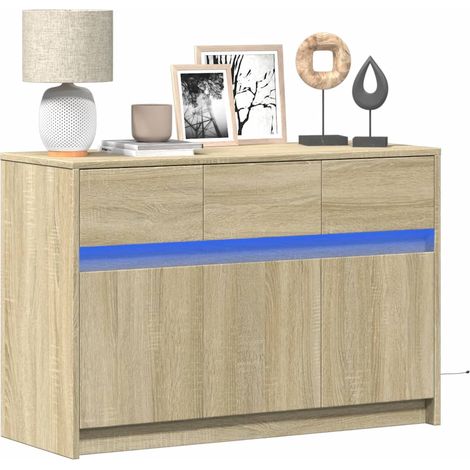 TV-Schrank mit LED-Beleuchtung Sonoma-Eiche 91x34x61 cm
