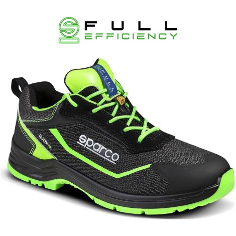 Sparco Indy E-Forester ESD S3S scarpe basse da lavoro antinfortunistica N.42 in materiale anti abrasione full efficiency nero/verde fluo con puntale in vetroresina Nero + Verde Fluo 42