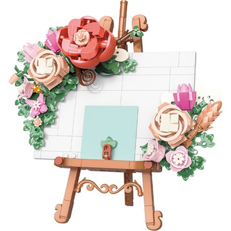 1 ensemble cadre photo fleuri, construction 3D avec blocs ABS, décoration bureau, autocollants messages inclus (1/5)