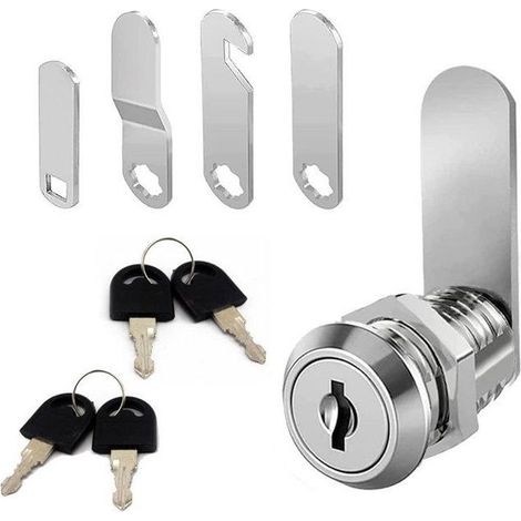 Verrou de sécurité - 20mm - Alliage de zinc - 2 clés - Finition nickelée (1/5)