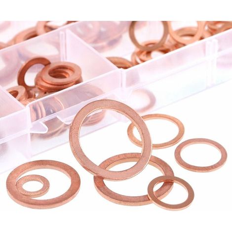 Assortimento di rondelle piatte in rame metrico da 165 pezzi - 8 misure M6 M8 M10 M12 M14 M16 M18 M20, (1/5)
