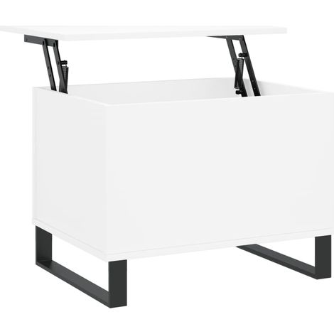 Tavolino da caffè con piano sollevabile e contenitore 60 x 44,5 x 45 cm in legno ingegnerizzato bianco e metallo DEC037908