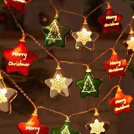LED-Weihnachtslichterkette mit Sternen und Luo-Kugeln, buntes Dekolicht für den Weihnachtsbaum, ideal für ein Schaufenster (1/2)