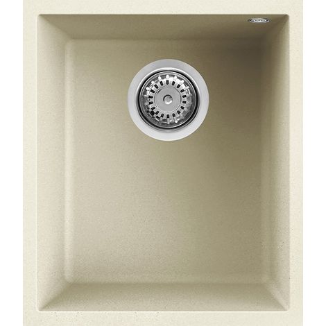 Lavello Elleci Incasso 1 vasca 38x44 Quadra 100 Sottotop Granitek Bianco Antico LGQ10062BSO (1/3)