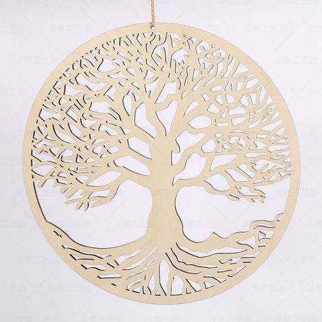 Décoration Murale Arbre Vie en Bois, Sculpture pour la Maison (30 cm) (1/5)