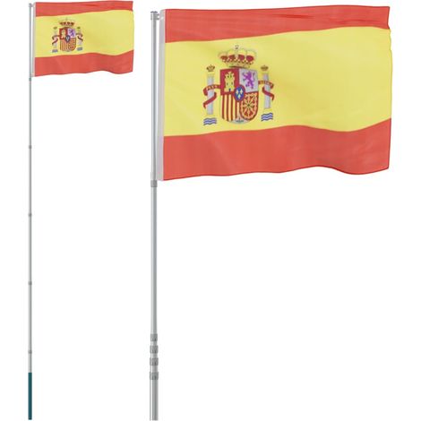 Drapeau de l'Espagne et mât 5,55 m Aluminium CFW243546 (1/5)