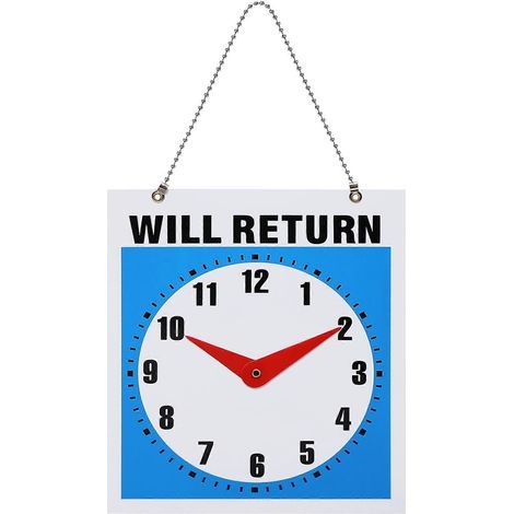 Panneau décoratif double face « Ouvert » avec horloge, à suspendre, pour commerces, magasins, boutiques, salons de coiffure et bars.-22.00X19.00X0.10CM (1/3)