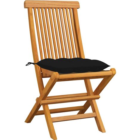 Maison Exclusive - Sillas plegables con cojines negros, 4 unidade (1/5)