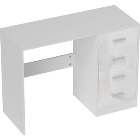 Sleek White Computer Desk with Drawers,Modern Dressing Table for Home Office Writing Workstation