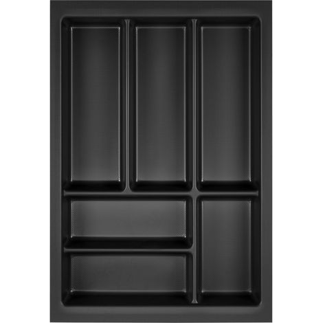 ORGA-BOX Junker Slim Besteckeinsatz 325 x 476 mm Lavagrau mit Perlstruktur für 40er Schränke Küchen Besteckkasten passgenau für SO SLIM Schubladensystem
