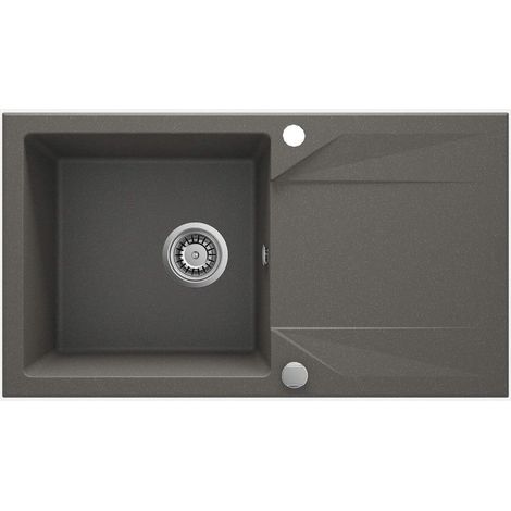 Lavello cucina in granito con 1 vasca e gocciolatoio 78x44 cm antracite metallizzato - Kalo