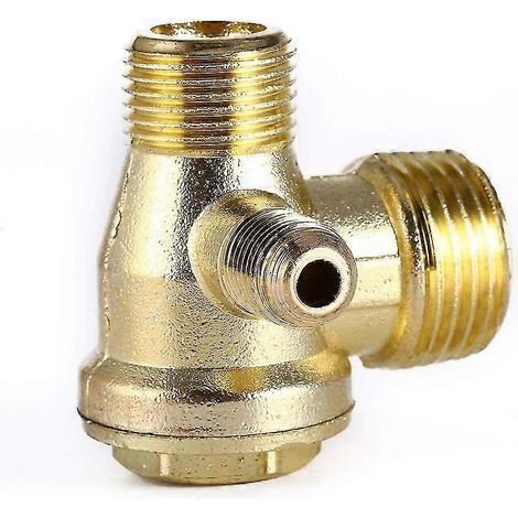 Raccord de tuyauterie en laiton fileté mâle à 3 ports pour compresseur d'air, clapet anti-retour unidirectionnel, connecteur pneumatique central en laiton, 1/8" x 3/8" x 1/2". (1/5)