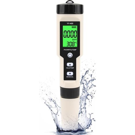 Testeur de pH du Sol Testeur d eau numérique 4 en 1 analyseur d ions hydrogène pH ORP température for aquarium (1/5)
