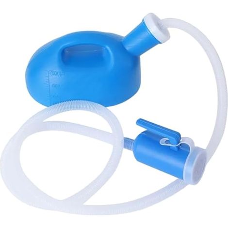 1pc Urinales de chevet pour hommes et femmes, portable 2000 ml de bouteille d'urine unisexe avec tube, urinoir portable à capacité pour les hommes pour la maison de voyage de toilette (1/4)