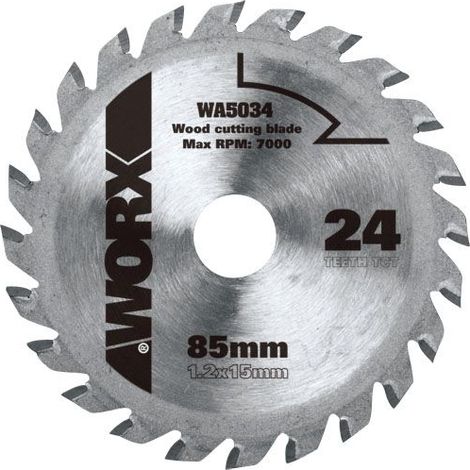 TCT-Sägeblatt 85 mm Durchmesser 24 Zähne für WORX-Kreissäge zum Schneiden von Holz