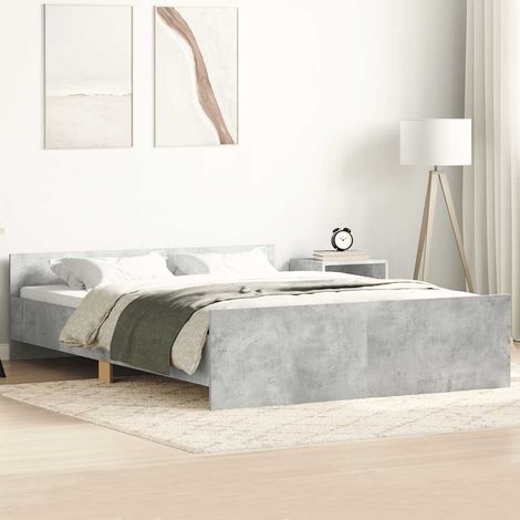 Estructura de cama con cabecero piecero gris hormigón 140x200cm (1/5)