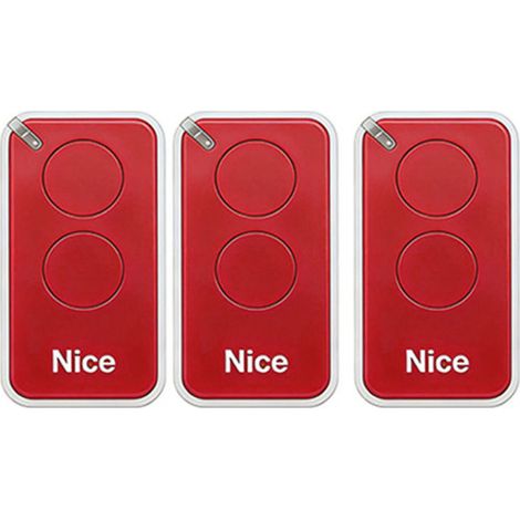 Lot de 3 télécommandes pour Nice INTI2B 433.92MHz, 2 canal, pour systèmes d'automatisation de portails et de garages, couleur rouge