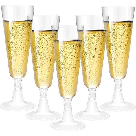 60 Pièces Flute Champagne Plastique 150ml Reutilisable Verre Champagne Plastique Coupe Champagne Transparent Plastic Champagne Flutes pour Mariage Anniversaires Fêtes Festives (1/5)