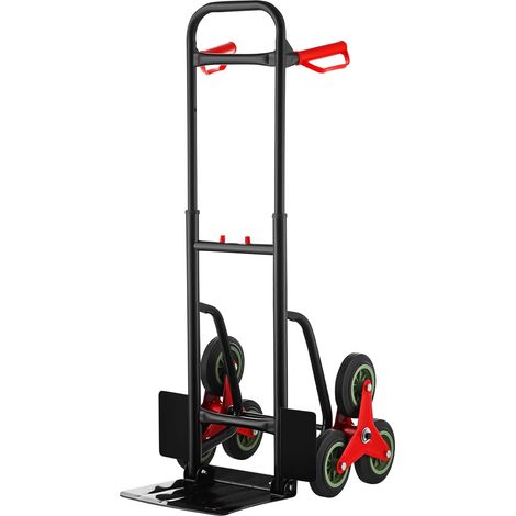 Teeno – Diable pliable 150 kg – Chariot télescopique léger pour escaliers – 6 roues en caoutchouc – Surface de chargement 31x27 cm
