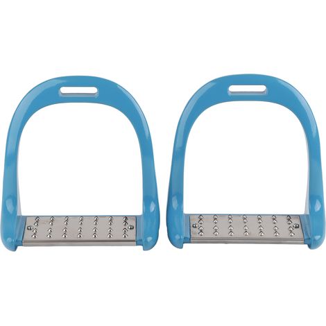 Étrier d'équitation en acier inoxydable, coussin antidérapant, selle en aluminium avec peinture bleue (1/5)