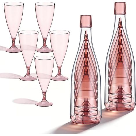 Flûtes à Champagne: 10 Pièces 155ml Portables Verres à Champagne En Plastique, Réutilisables Et Empilables Flute Coupe Champagnes Pour Mariages, Fêtes, Anniversaires, Cocktails & Desserts (1/5)