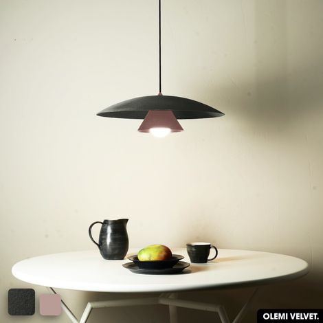 Lampe de suspension en velours - OLEMI VELVET  OLIVE - ROSE (1/2)