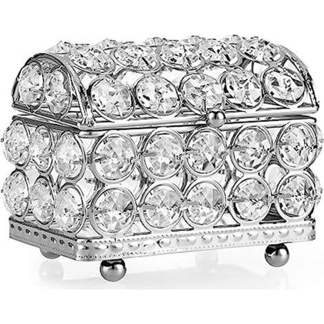 Schmuckkästchen aus Kristall – 13 x 8 x 9 cm – silber – Kleines, elegantes Schmuckkästchen – Schmuckkästchen für Mädchen (1/5)