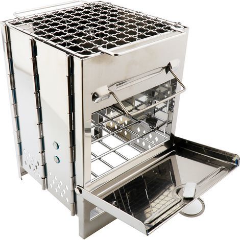 AIDUCHO Réchaud À Bois Portable En Acier Inoxydable Avec Sac De Rangement, Poêle À Bois Pliable Pour Barbecue En Plein Air, Barbecue, Randonnée, Voyage, Pique-Nique (1/5)