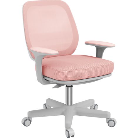 Sedia da Ufficio Ergonomica ad Altezza Regolabile con 5 Rotelle, 55x48x82.5-94.5 cm, Rosa
