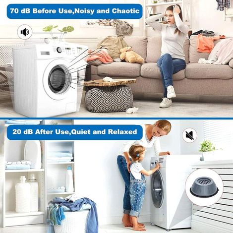 BEBUSINGOTO 4 patins anti-vibration pour lave-linge et sèche-linge, anti vibration et bruit, anti déplacement et anti secousse du support lave linge (diamètre 10cm) (1/4)