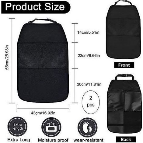 Organiseur de Siège - Universel - Noir - Tissu Imperméable - 2 Pièces - Facile à Installer (1/4)