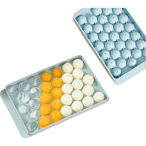 Bac à Glaçon avec Couvercle, Moule à Glaçons 33 Blocs, Glaçons Whisky Démoulage Facile pour Cocktails, Nourriture s, Bière, Glaçons aux Fruits, Certifiés LFGB et Sans BPA,Grille À Glace 33 Boules Ron (1/5)