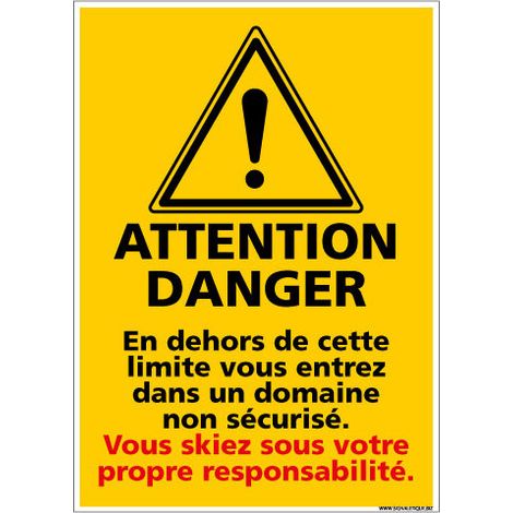 PANNEAU ATTENTION DOMAINE NON SECURISE (C1456) - Adhésif - 75 x 105 mm