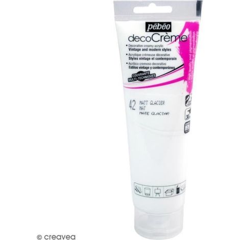 Peinture acrylique - Déco Crème - DecoCrème 120 ml - Couleur : Blanc Glacier - Finition : Mat - Adultes