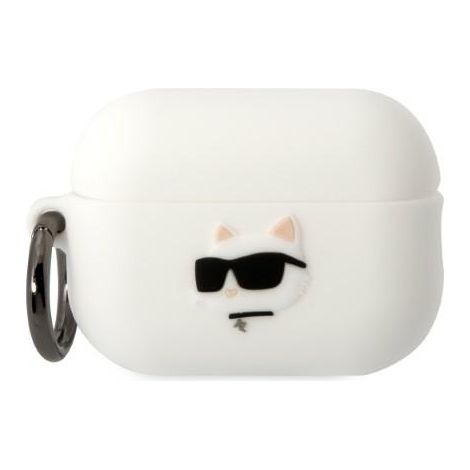 Karl Lagerfeld KLAP2RUNCHH AirPods Pro 2 (2022/2023) Hülle weiß/weiß Silikon Choupette Kopf 3D (1/4)