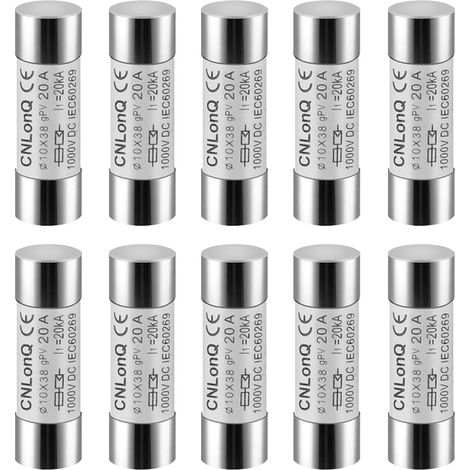 Solar PV Fuse, 10 Pieces Photovoltaic Fuses gPV Type Fuse Link HSPV-30 10x38mm for Solar Photovoltaic System 20A DC 1000V (1/5)