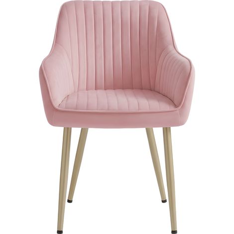 Songmics – Chaise de salle à manger en velours – Accoudoirs incurvés – Charge 120 kg – Pieds en métal – Confort ergonomique – Dimensions 60x62,5x85 cm (1/5)