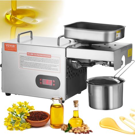 Presse à Huile Électrique, Extracteur d'Huile en Acier Inoxydable 850 W, Température Réglable de 0 à 300 ℃, Machine d'Extraction d'Huile pour Presser les Cacahuètes, les Graines de Sésame, Colza (1/5)