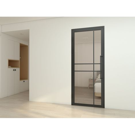 Schulte – Porte verrière intérieure 83 x 211,5 cm – Bloc porte Loft – Verre de sécurité – Ouverture gauche – Style atelier H