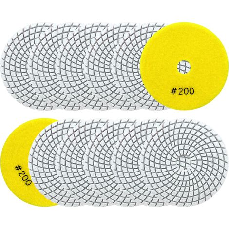 Disque Polissage Diamant 12 Pièces 100mm Tampon Polissage Diamant Grain 200 pour Granit Marbre Pierre Artificielle Quartz pour Meuleuse D'angle (1/5)