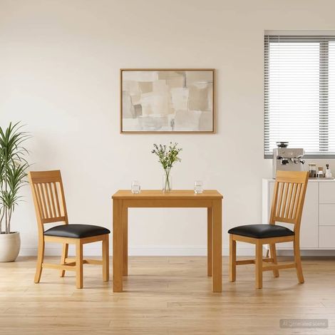 vidaXL Ensemble de salle à manger 3 pc Noir Bois de chêne massif (1/5)