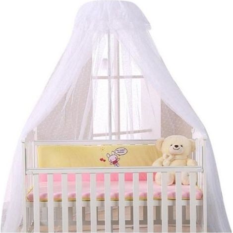(White)Large Ciel of Bed with Bracket Mosquito net for bed Baby, Protector Bed Against Insects Spiders Moustiques with Post White (1/4)