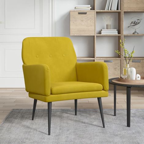 Fauteuil de salon, Fauteuil salon confortable, Fauteuil de Relaxation Jaune 62x79x79 cm Velours CON94376 MaiosnChic (1/5)