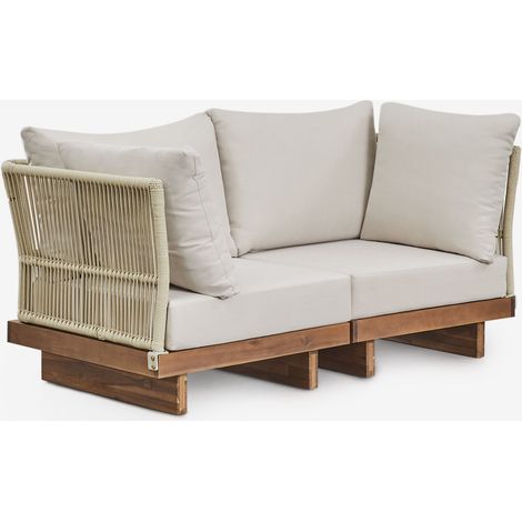 Sofá modular de 2 piezas con 2 sillones esquineros en madera de acacia Dailin SKLUM (1/5)